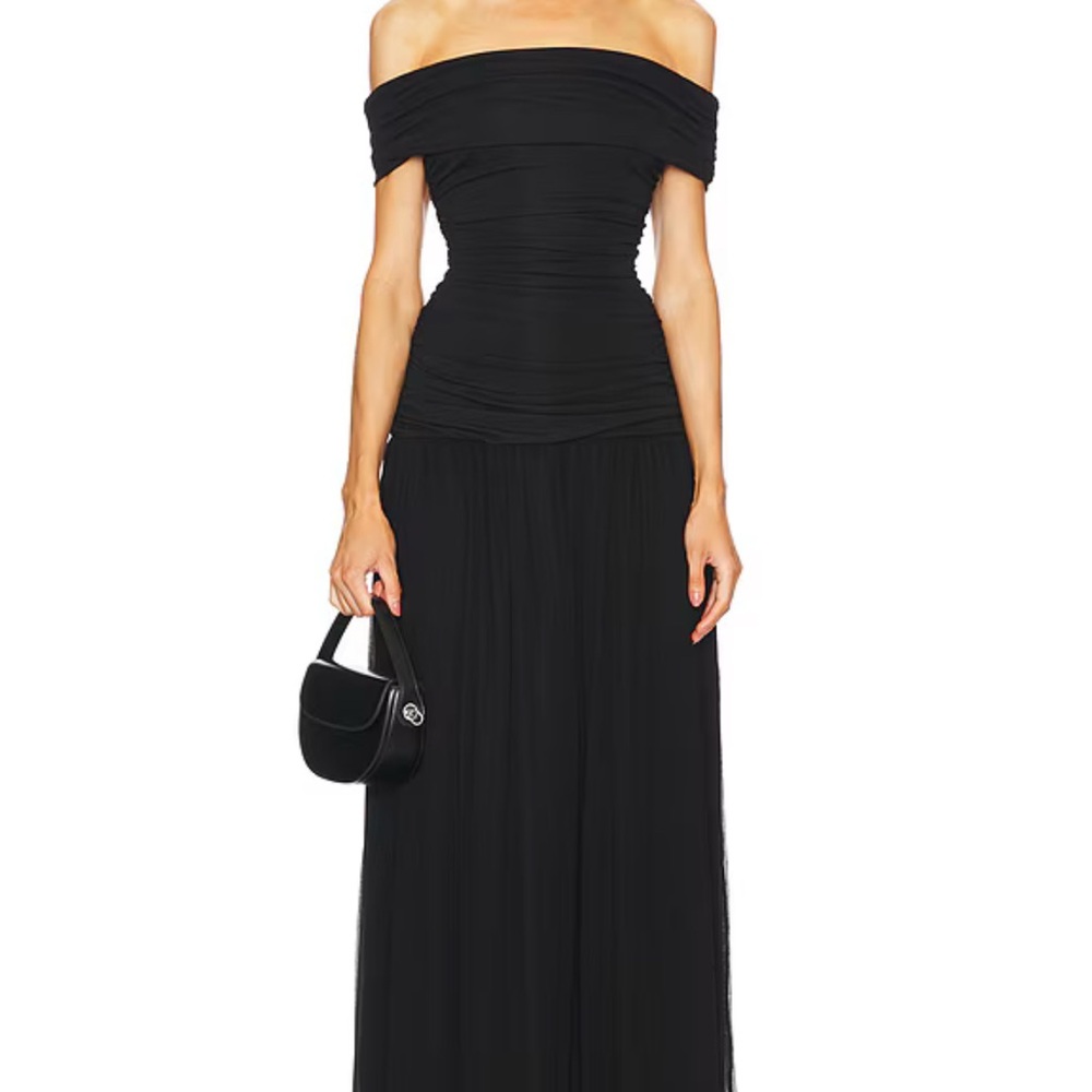 Lovers + Friends Black Off-Shoulder Remy Gown